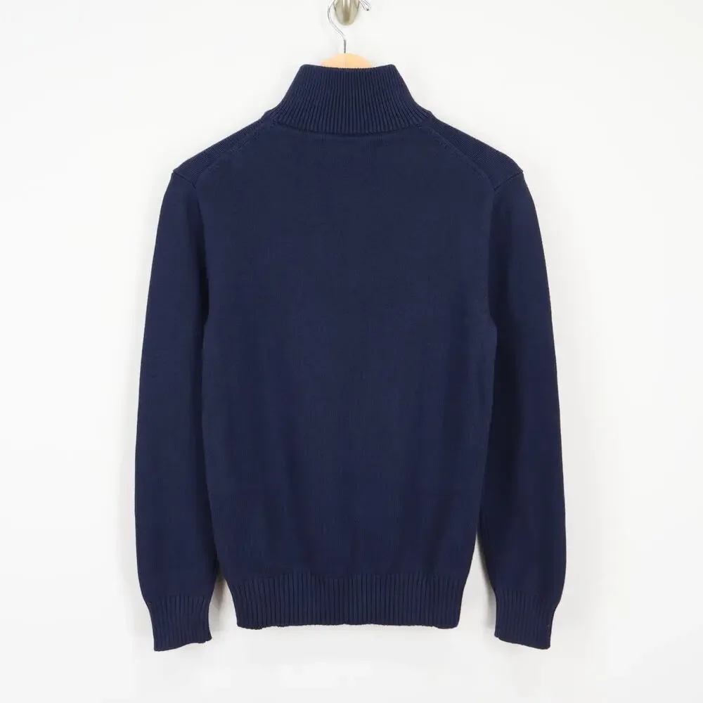 J.Crew Men's Heritage Cotton Half Zip Sweater Navy Blue Size XS NWT